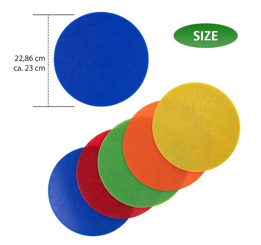 GarveeMore Markierungskreis PVC Bodenmarkierpunkte 23 cm, rutschfest & reißfest, Feldmarkierung, 10‑teiliges Set in bunten Farben für Sport‑ & Kindertraining Bild 4