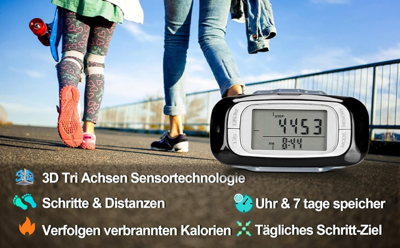 Coonoor Schrittzähler 3D-Sensor Multifunktionaler Schrittzähler, Einfacher Fitness Tracker (1-tlg), Zähler für Schritte, Distanz und Kalorien, Kein Bluetooth/App/Handy Bild 3