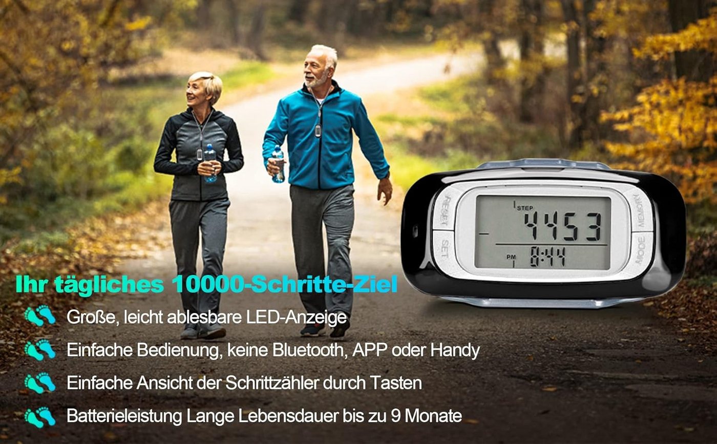 Coonoor Schrittzähler 3D-Sensor Multifunktionaler Schrittzähler, Einfacher Fitness Tracker (1-tlg), Zähler für Schritte, Distanz und Kalorien, Kein Bluetooth/App/Handy Bild 4