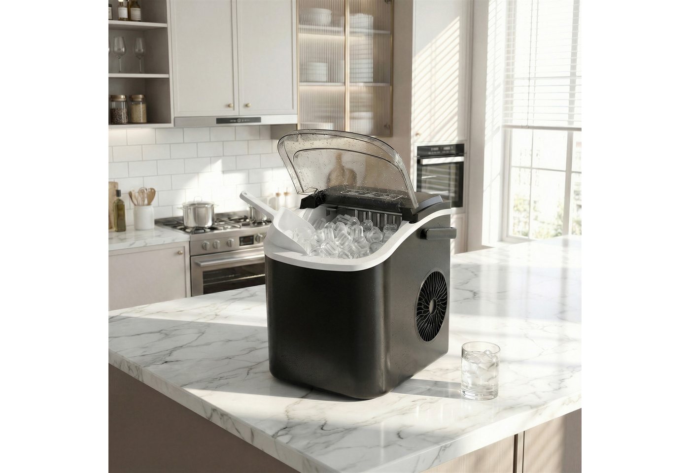 SONGMICS Eiswürfelmaschine mit Selbstreinigung, 9 Eiswürfel in 6 Minuten, 12 kg/24 Stunden, Küche, mit Selbstreinigung, in 6 Minuten 9 Würfel in 2 Größen, WG