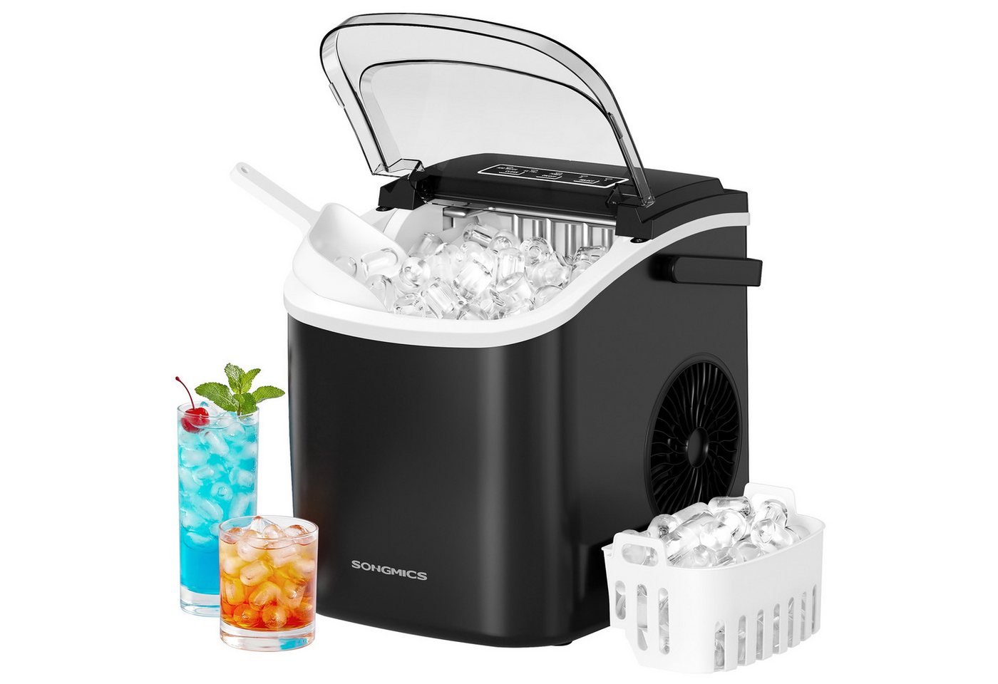 SONGMICS Eiswürfelmaschine mit Selbstreinigung, 9 Eiswürfel in 6 Minuten, 12 kg/24 Stunden, Küche, mit Selbstreinigung, in 6 Minuten 9 Würfel in 2 Größen, WG Bild 3