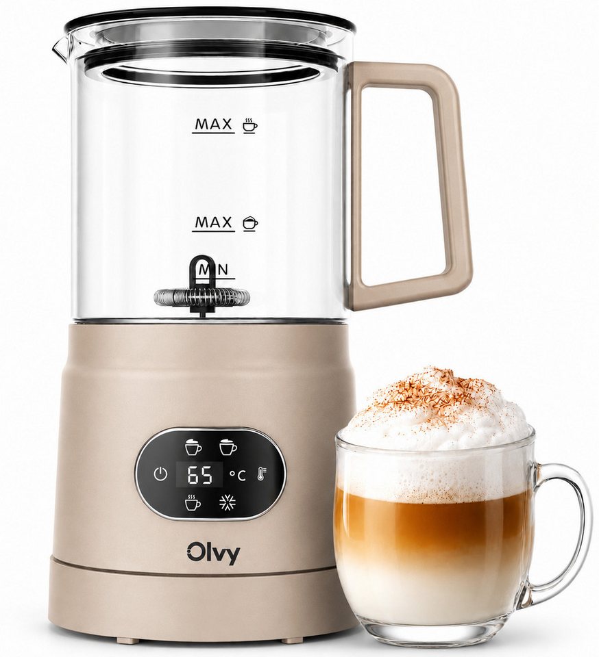 Olvy Milchaufschäumer Olvy Elektrischer Milchaufschäumer aus Glas 4-in-1, 500 W Bild 5