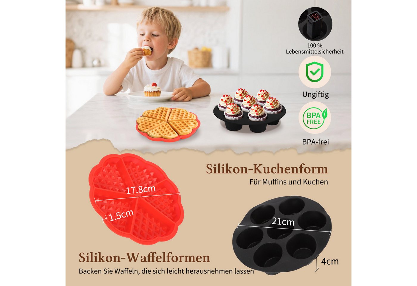 Aigostar Heißluftfritteuse 7L 7-in-1 Airfryer, 90% weniger Fett, 1900,00 W, Temperatursteuerung (80 - 200 °C), 1 - 60 Mins Timer, Memory-Funktion Bild 2