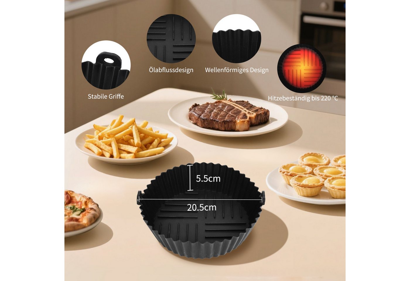 Aigostar Heißluftfritteuse 7L 7-in-1 Airfryer, 90% weniger Fett, 1900,00 W, Temperatursteuerung (80 - 200 °C), 1 - 60 Mins Timer, Memory-Funktion Bild 4