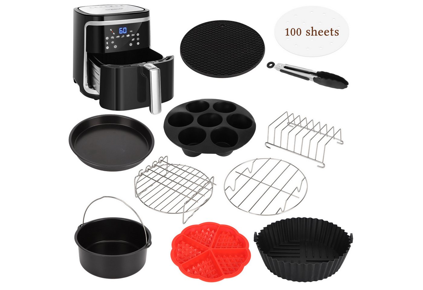 Aigostar Heißluftfritteuse 7L 7-in-1 Airfryer, 90% weniger Fett, 1900,00 W, Temperatursteuerung (80 - 200 °C), 1 - 60 Mins Timer, Memory-Funktion Bild 5