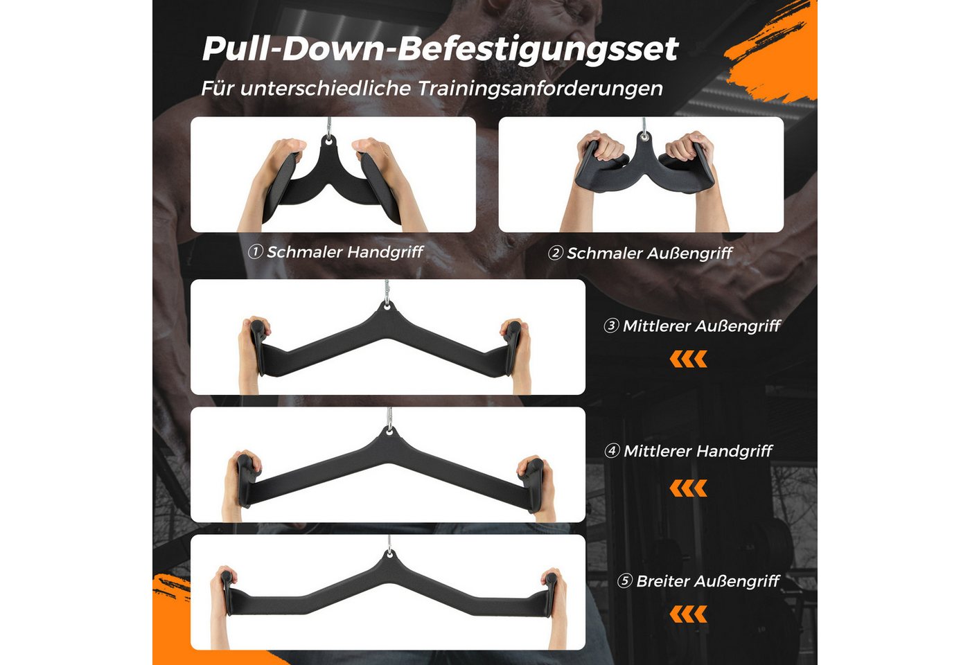COSTWAY Rudergriff (5-St), 5er Set Trainingshilfe, Bizeps-Trizeps-Griffe