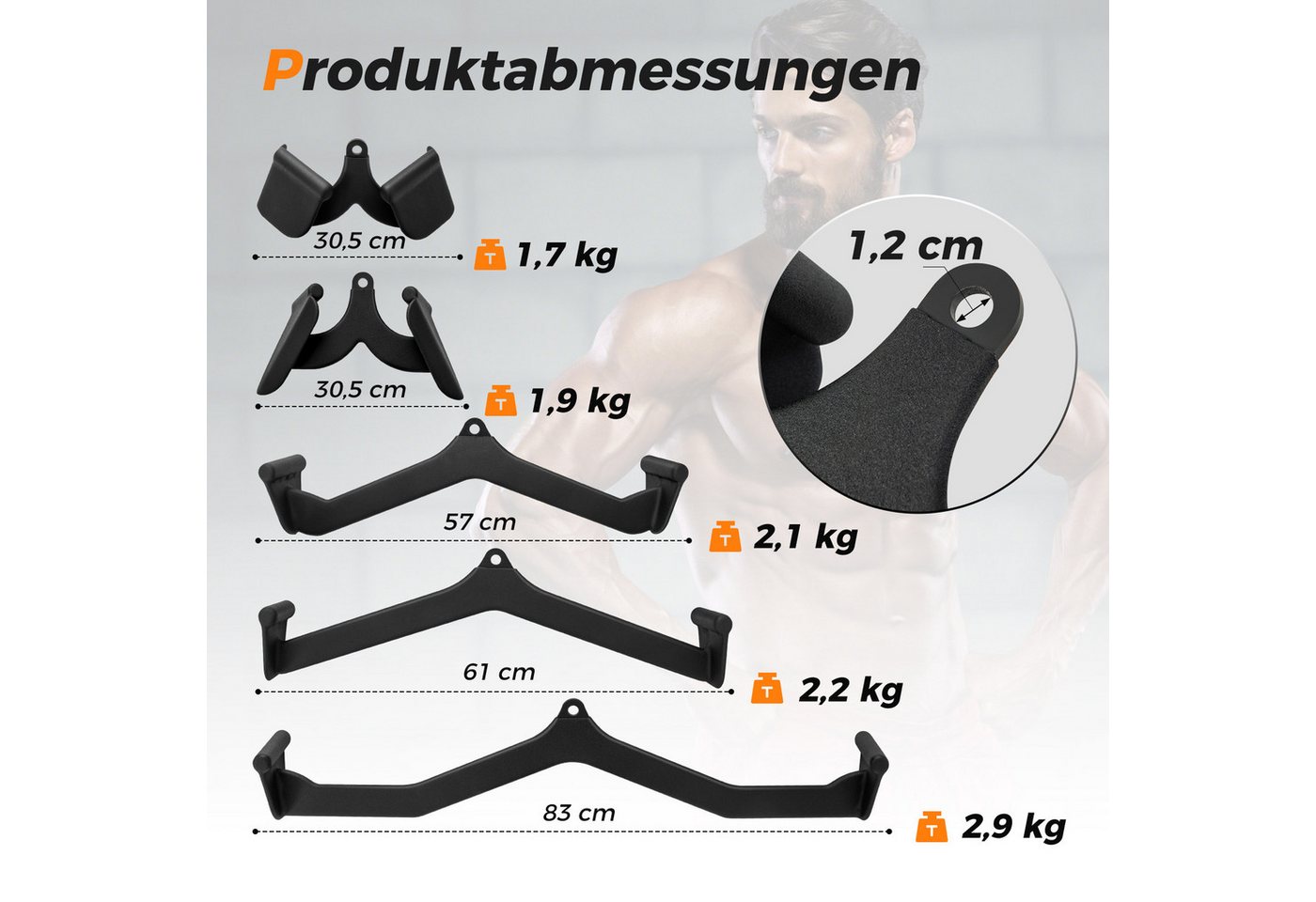 COSTWAY Rudergriff (5-St), 5er Set Trainingshilfe, Bizeps-Trizeps-Griffe Bild 2