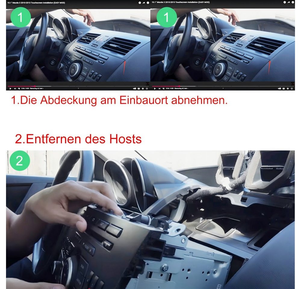 ESSGOO Für Mazda 3 2010-2013 Android 15 Carplay Autoradio Autoradio (RDS, Digitalradio (DAB), FM, Carplay Android Auto GPS Navi WIFI BT SWC) Bild 2