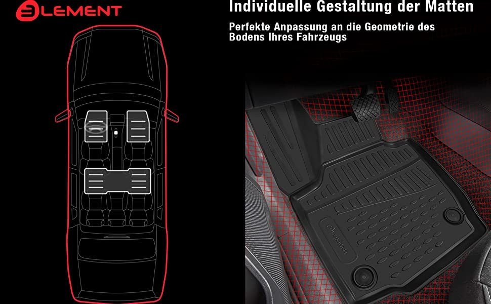 LEMENT Auto-Fußmatten 3D-Gummimatten passend für MINI Countryman, ab 2016 Schrägheck (4 St), für MINI MINI Countryman Pkw, Passgenau Bild 2