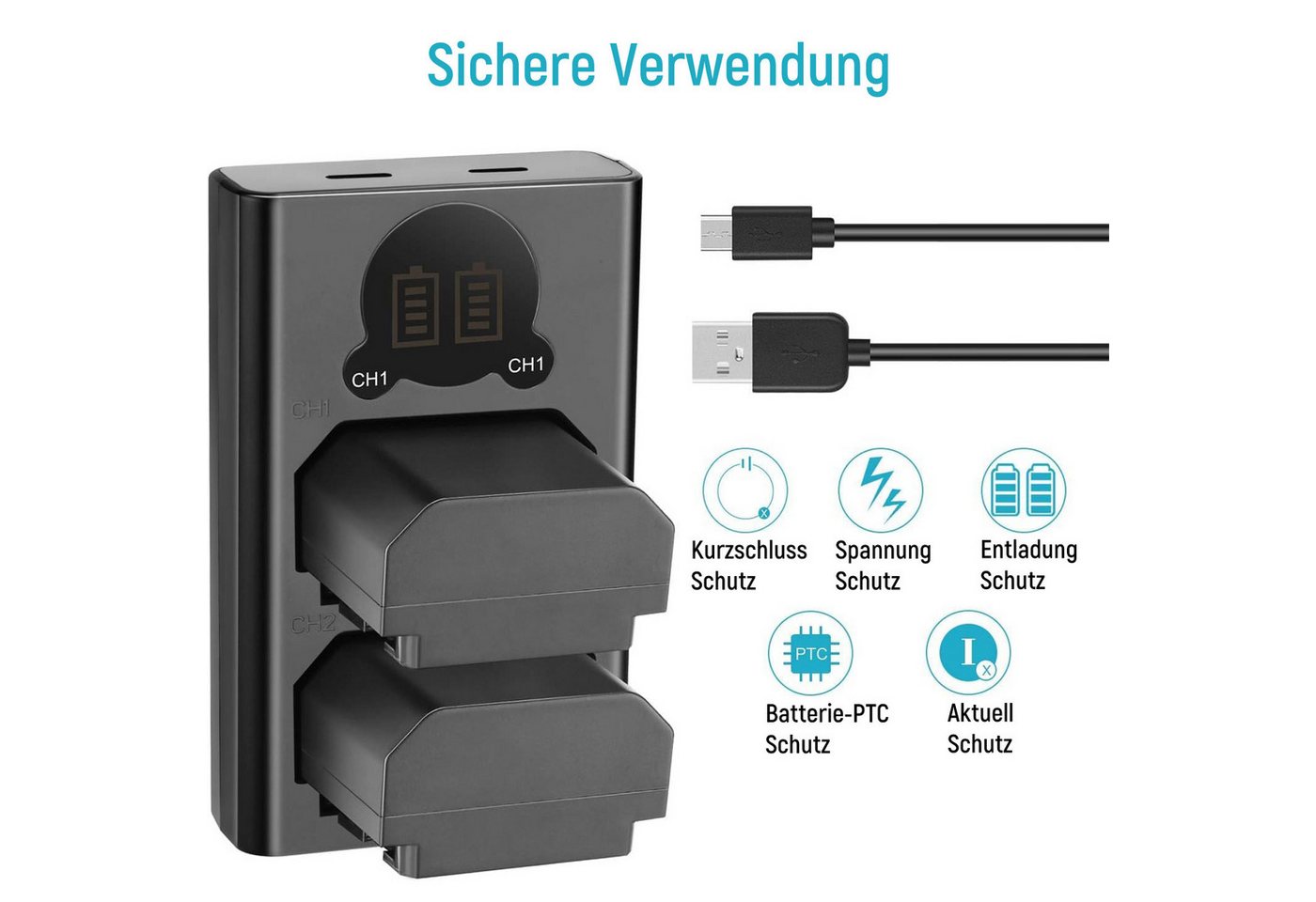 Neewer 2er Pack NP-FZ100 Ersatzakku 2280 mAh und Dual Slot Ladegerät für Sony Kamera-Akku 2280 mAh, kompatibel mit A9 III/II, A7R A7 A7C, ZV-E1, ZV-E10 II, FX3, FX30 usw. Bild 5