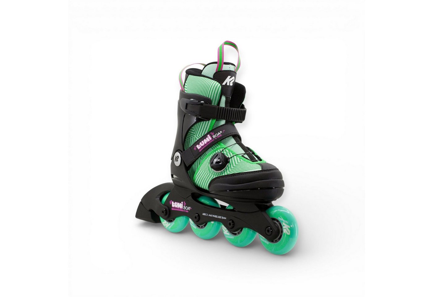 K2 Inlineskates Lumi Boa® (Rollen: 70mm/80A, Kugellager: ABEC: 3) grün/schwarz Kinder Bild 2