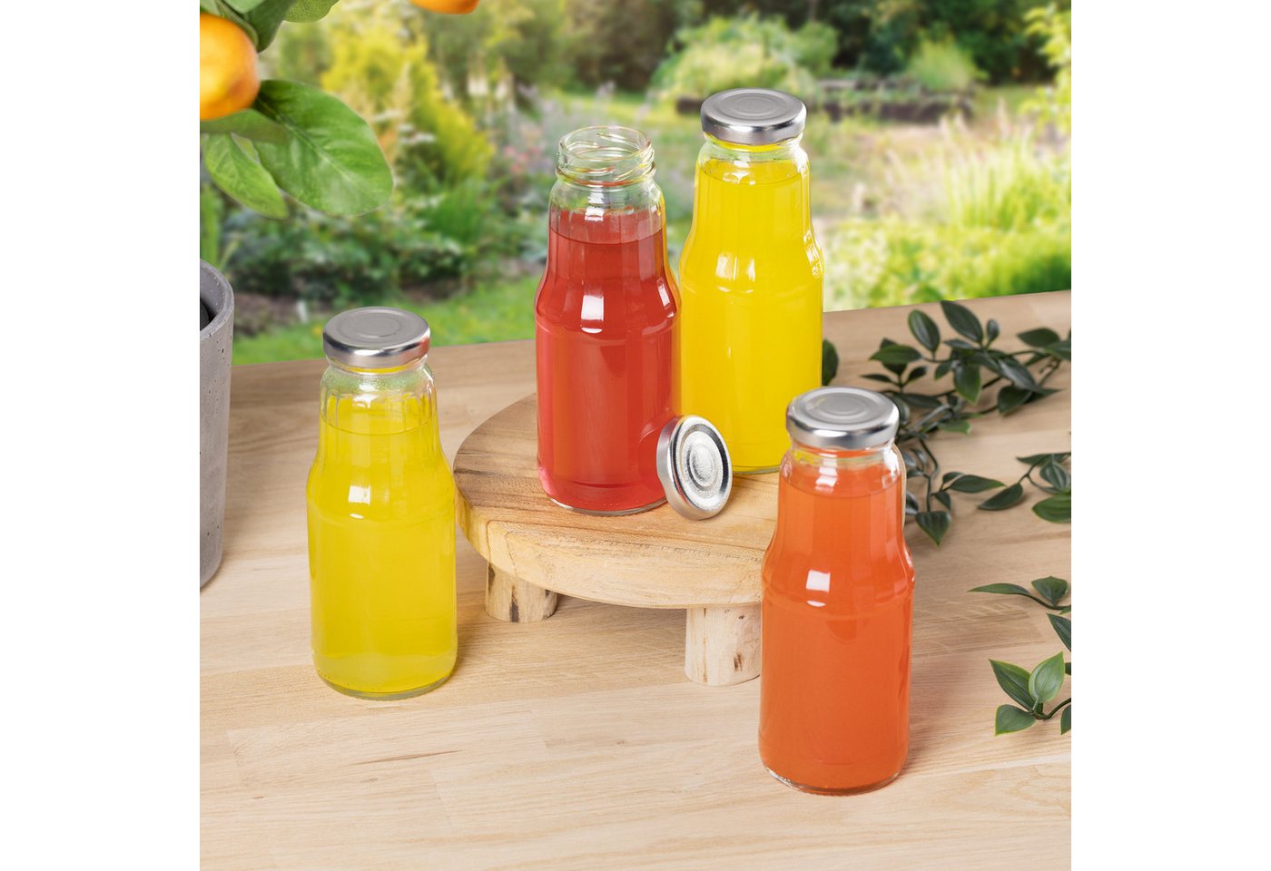steinwohn Trinkflasche Glasflaschen 300 ml mit Schraubverschluss – 4, 8 oder 16 Stück, Saftflaschen aus Glas – Trinkflaschen für Shots, Smoothies & Säfte Bild 3