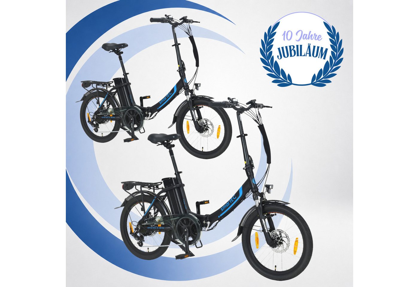 smartEC E-Bike Klapprad Camp-20D, 7 Gang Shimano, Kettenschaltung, Hinterrad-Nabenmotor, 562,00 Wh, (2er Set), E-Klapprad Li-Ion-Akku 36V/15,6AH bis 25 km/h Anfahrhilfe 7 Gänge Bild 4
