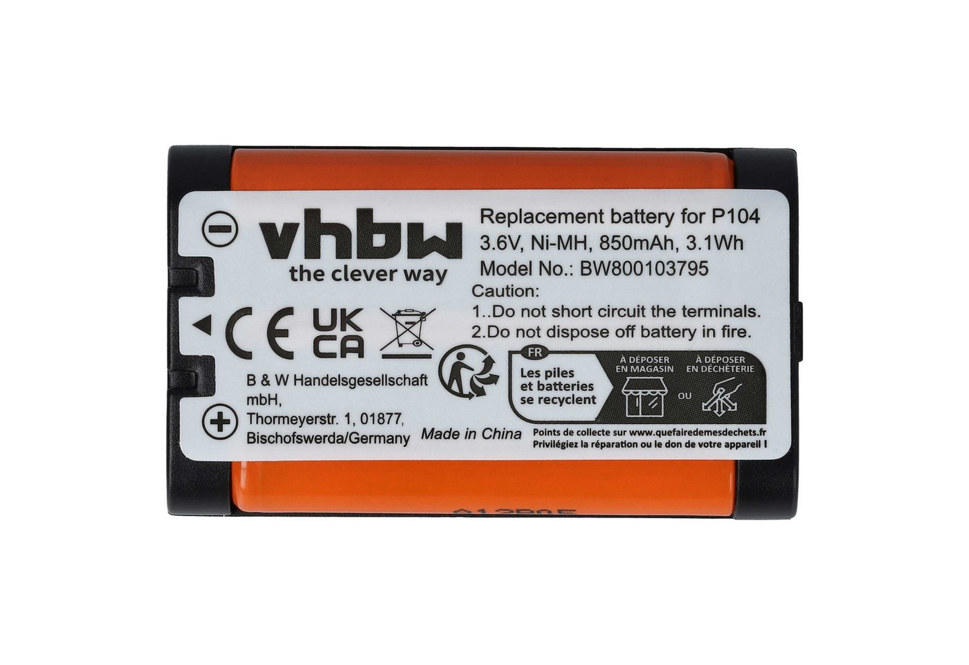 vhbw Akku Ersatz für HHR-P104A, P104A/1B, TL26411, GES-PC619, Akku Akku NiMH 850 mAh (3,6 V, 2 St), Leistungsfähige Austausch-Akkus für Telefon, Festnetz oder schnurloses Bild 5