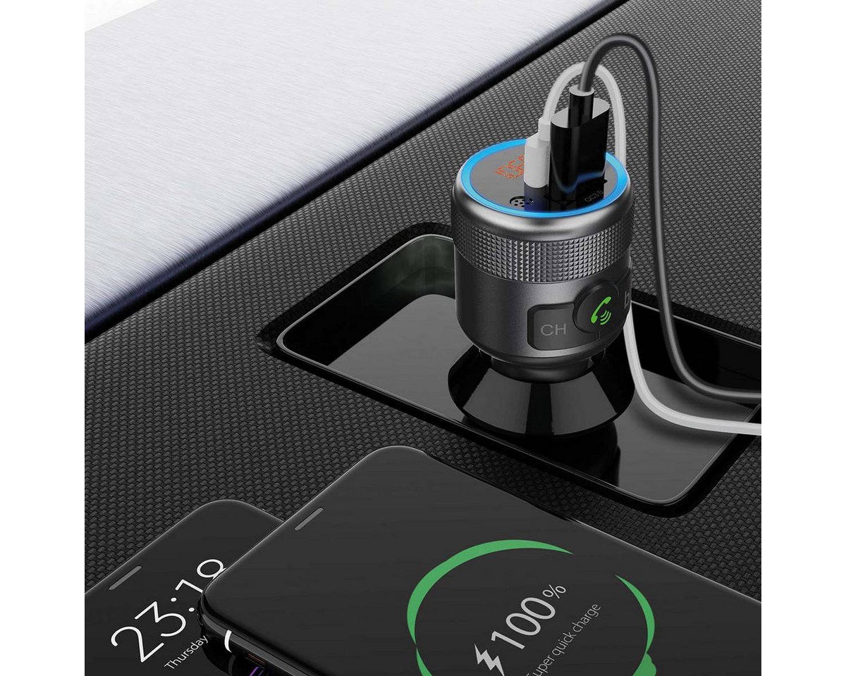 Nedis CATR3024BK KFZ-Transmitter Kfz Audio FM Transmitter zu Kfz Audio FM Transmitter, Bluetooth, USB, Aux-In, Freisprechfunktion, Bass Boost Bild 4