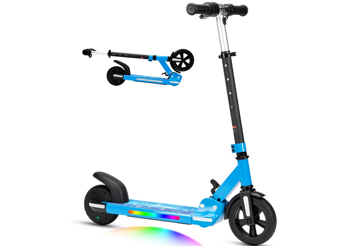 Vankel E-Scooter Kinder E-Scooter ab 6 Jahren, klappbar, höhenverstellbar, bis 14 km/h, 150 W, (für Jungen und Mädchen, max. 50kg, faltbar, Aluminiumrahmen), Luftfahrt-Alu, 6-Zoll-Pannenschutzreifen, bis 50 kg, LED & Reflektor Bild 4