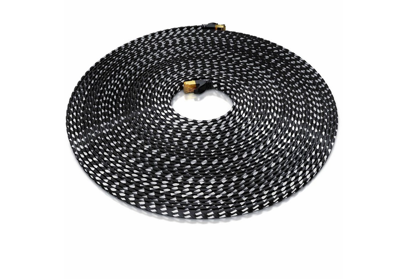 Primewire Patchkabel flach CAT 7, Baumwollmantel, Flachband Netzwerkkabel - 20m LAN-Kabel, CAT.7, RJ-45 (Ethernet) (2000 cm), für Router, Modem, Switch, PC, ideal für Gaming, Streaming, Homeoffice Bild 2
