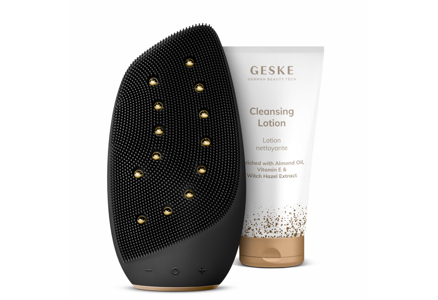 GESKE German Beauty Tech Elektrische Gesichtsreinigungsbürste Sonic Thermo Facial Brush & Face-LifterFarbe: Gray + Gratis Kosmetik, Packung (Gerät & USB-Ladekabel), 2-tlg., Gerät inkl. kostenloser APP (SmartAppGuided Device), Mit der GESKE App erhältst Du deine personalisierte Hautpflegeroutine.