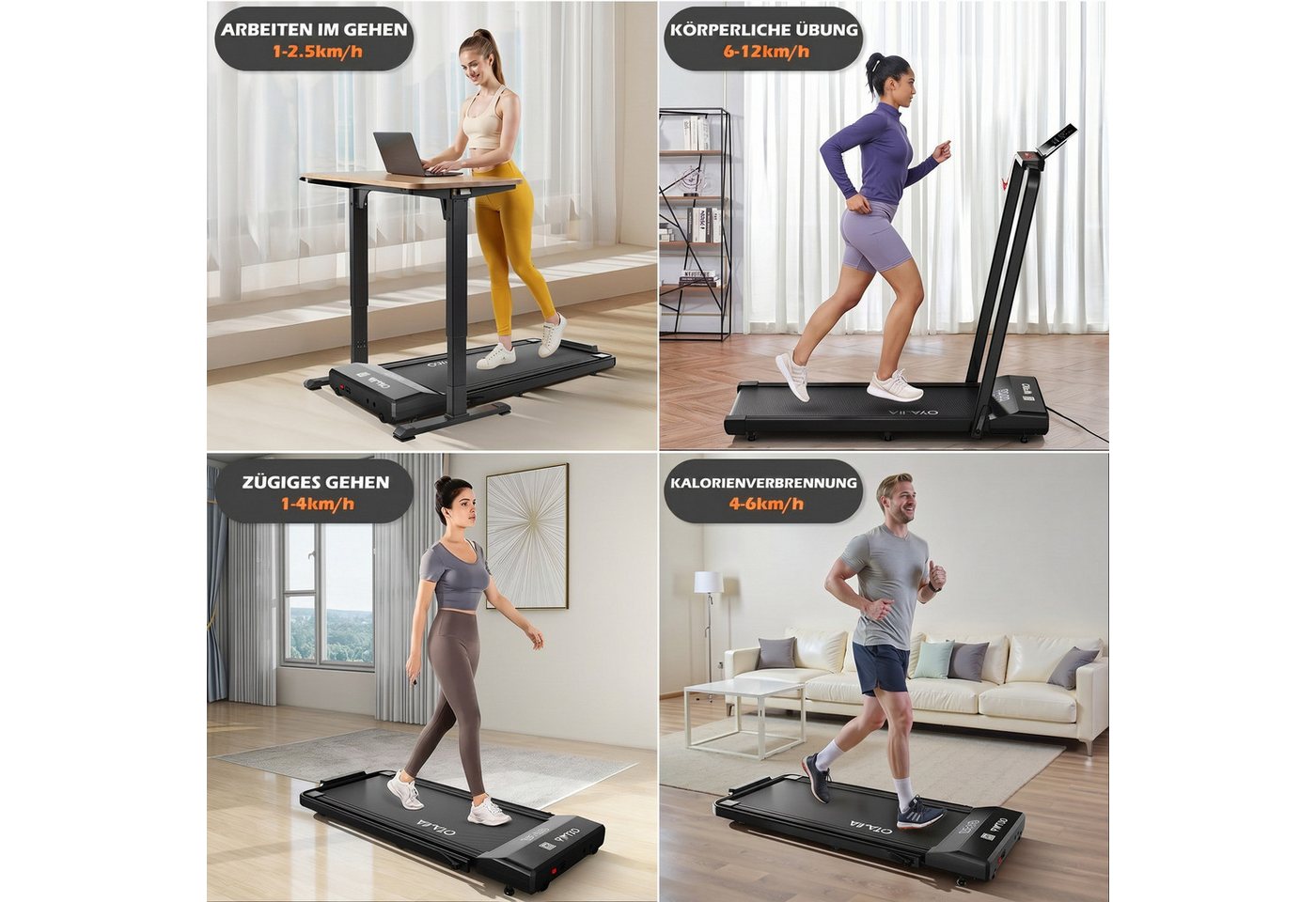 kehot Laufband Laufband klappbar bis 120kg – Fitnessgerät mit Bluetooth & LED (Nur 12,2 cm flach zur platzsparenden Aufbewahrung, Bluetooth und LED-Display für das Training zu Hause), Bis 120 kg belastbar, mit Sicherheitsschlüssel