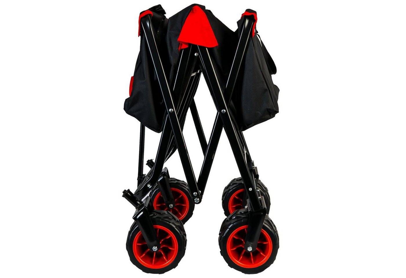 Grafner Bollerwagen Bollerwagen Offroad faltbar schwarz/rot Handwagen Klappbar (Stk, 1), herausnehmbare Plane, max. 70kg Ladegewicht