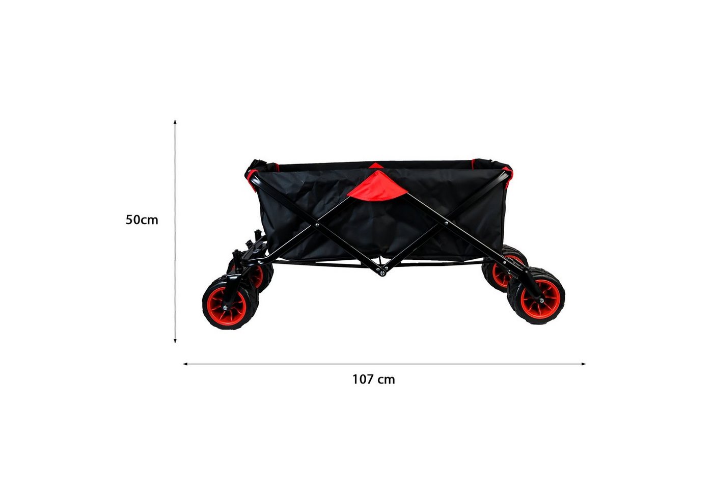 Grafner Bollerwagen Bollerwagen Offroad faltbar schwarz/rot Handwagen Klappbar (Stk, 1), herausnehmbare Plane, max. 70kg Ladegewicht Bild 2
