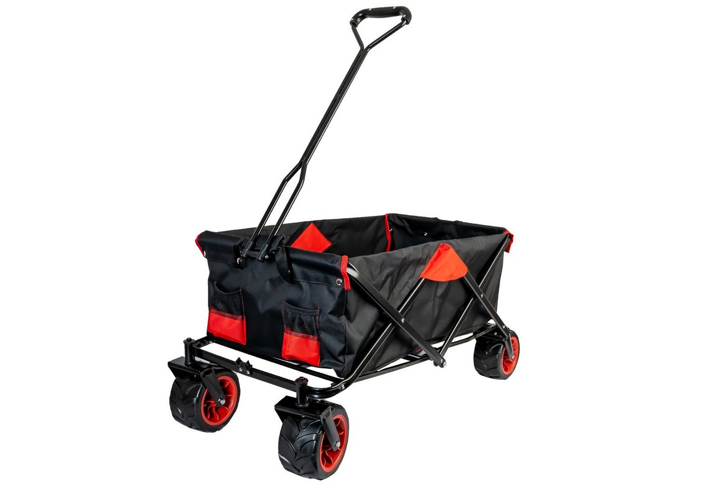 Grafner Bollerwagen Bollerwagen Offroad faltbar schwarz/rot Handwagen Klappbar (Stk, 1), herausnehmbare Plane, max. 70kg Ladegewicht Bild 4