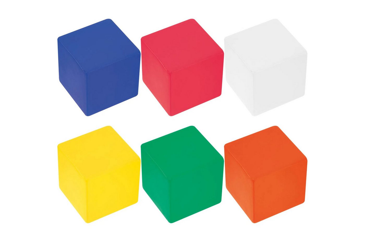 Easy Gifts Spielball 6x Anti-Stressball in Würfelform / Wutball / Knautschball / 6 Farben s Bild 4