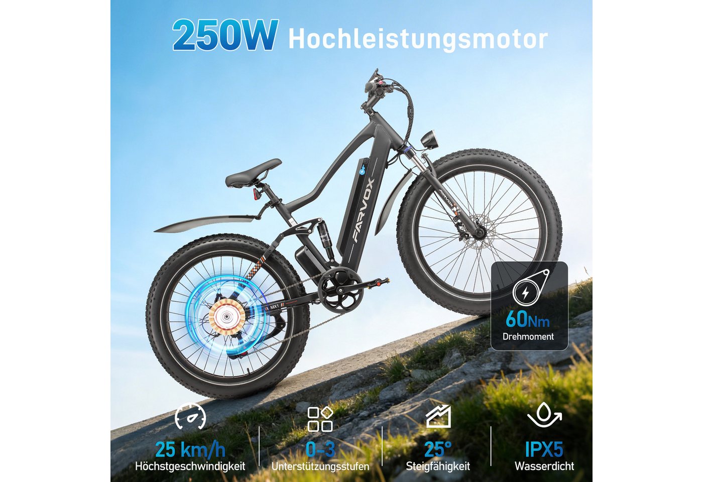 Vankel E-Bike Cityrad MX1 E-Fahrrad Damen u. Herren 624WH Pedelec, 48V 100 km Reichweite, Heckmotor, 624 Wh, Cityrad 7 Gang Shimano,Scheibenbremsen Scheibenbremse, Kettenschaltung Bild 3