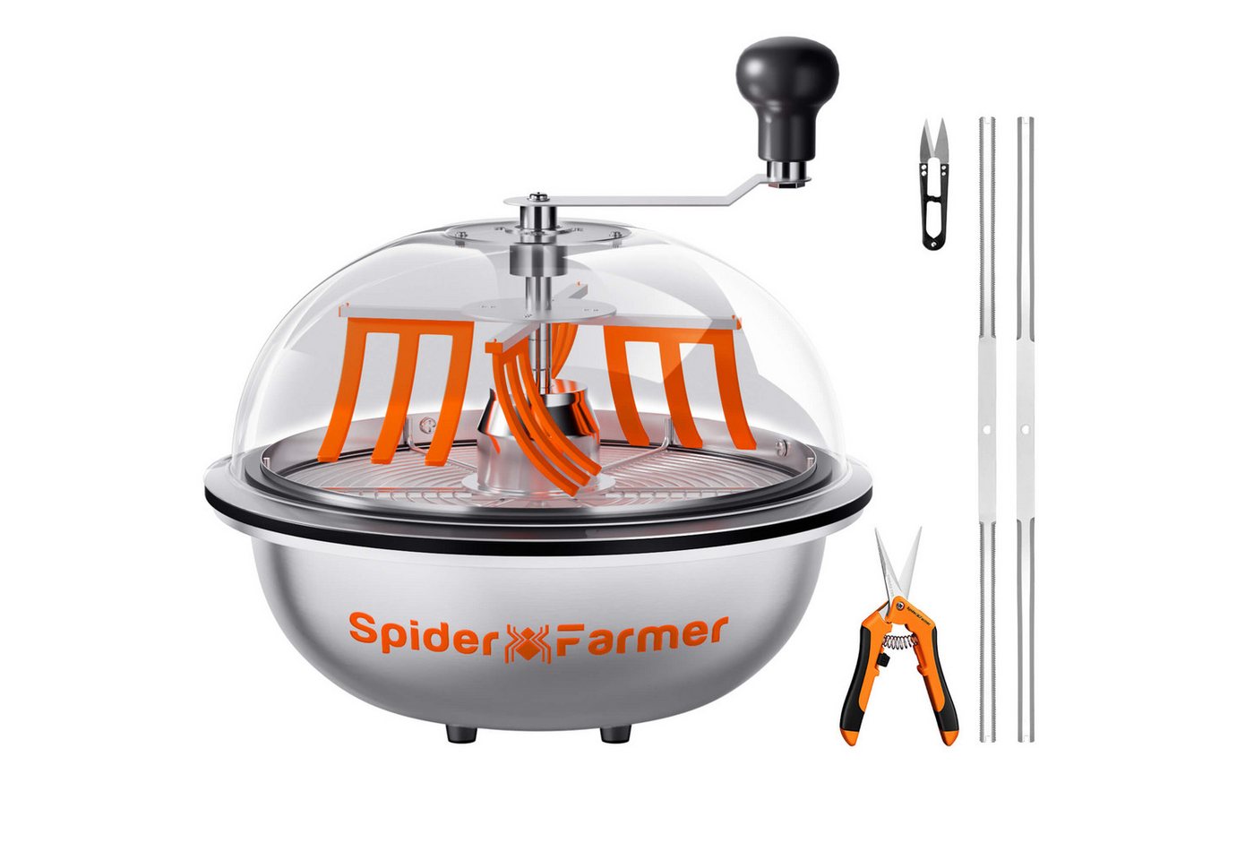 Spider Farmer Zerkleinerer Spider Farmer Bud Leaf Bowl Trimmer, 33cm Edelstahl Trimmer mit Handkurbel Bild 4