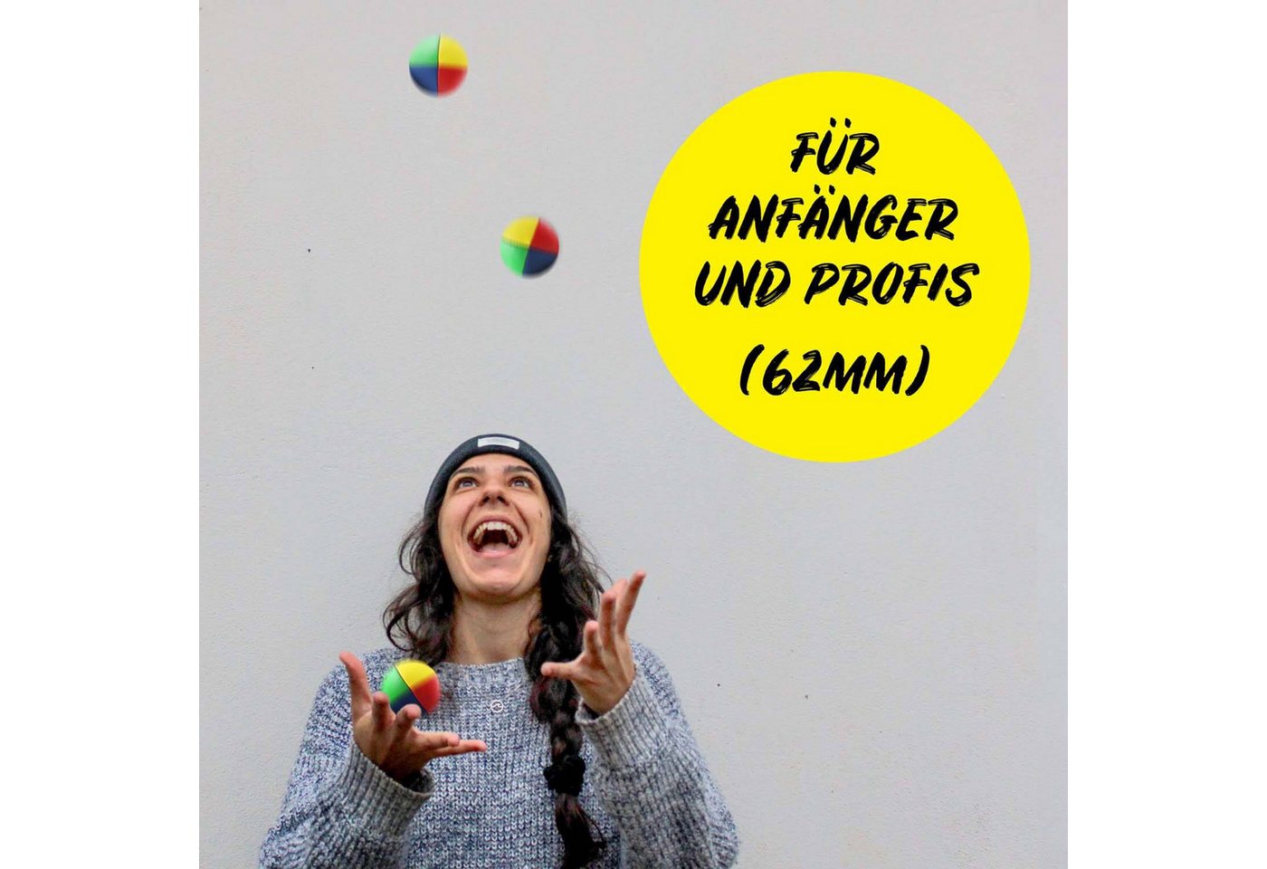 Diabolo Freizeitsport Jonglierball Set - Jonglierbälle & Jongliertücher - Jonglierset (Zirkus Lernspiel mit 3 Wurfbällen, 6 Tüchern und Anleitung, 9-St., Jonglage Starter Set mit Tüchern und Tricks ab 5 Jahren), Diabolo Juggling Bundle mit Anleitung für Anfänger Bild 5