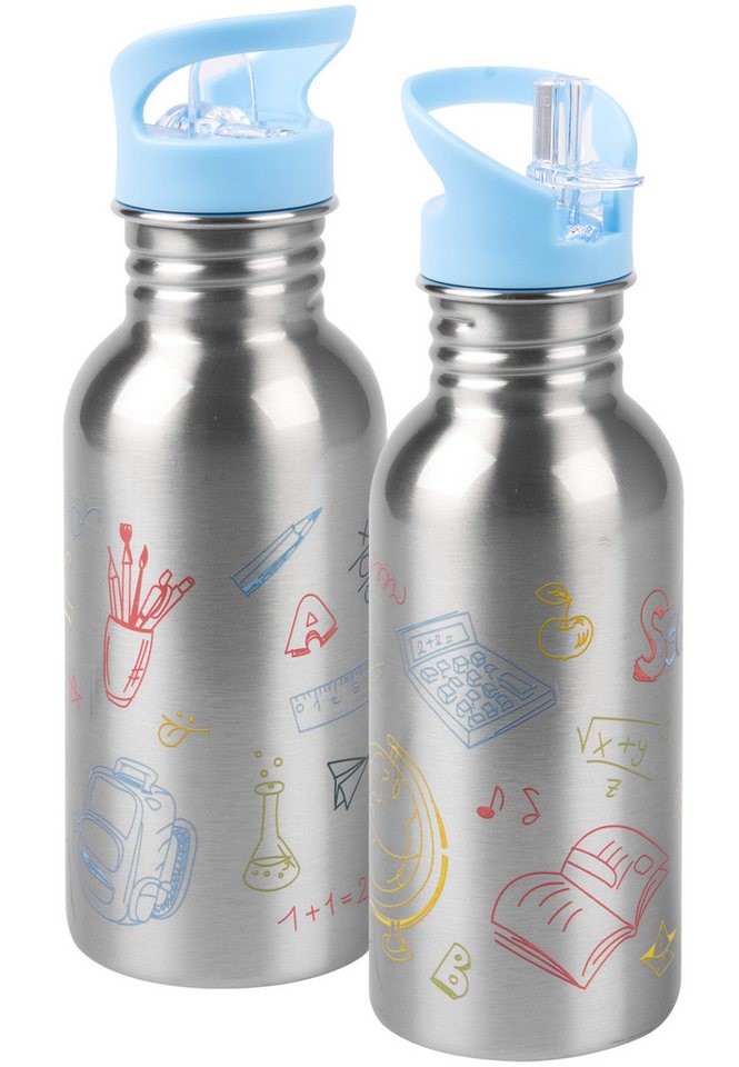 United Labels® Trinkflasche Back to school Edelstahl Trinkflasche Flasche Strohhalm 500 ml Bild 2