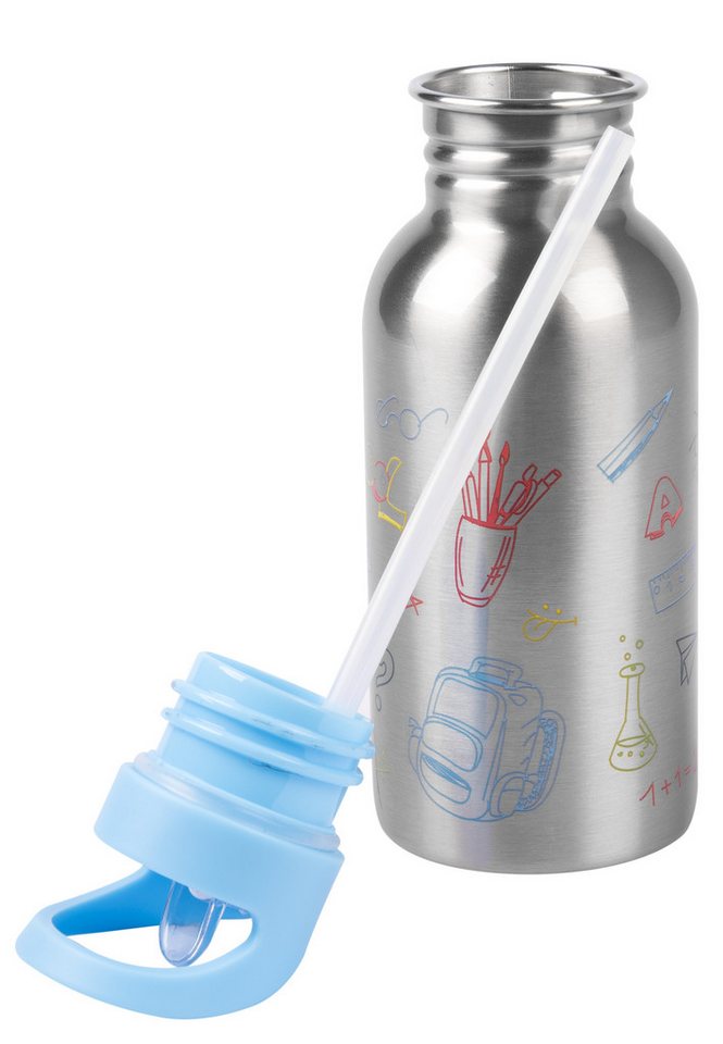 United Labels® Trinkflasche Back to school Edelstahl Trinkflasche Flasche Strohhalm 500 ml Bild 3