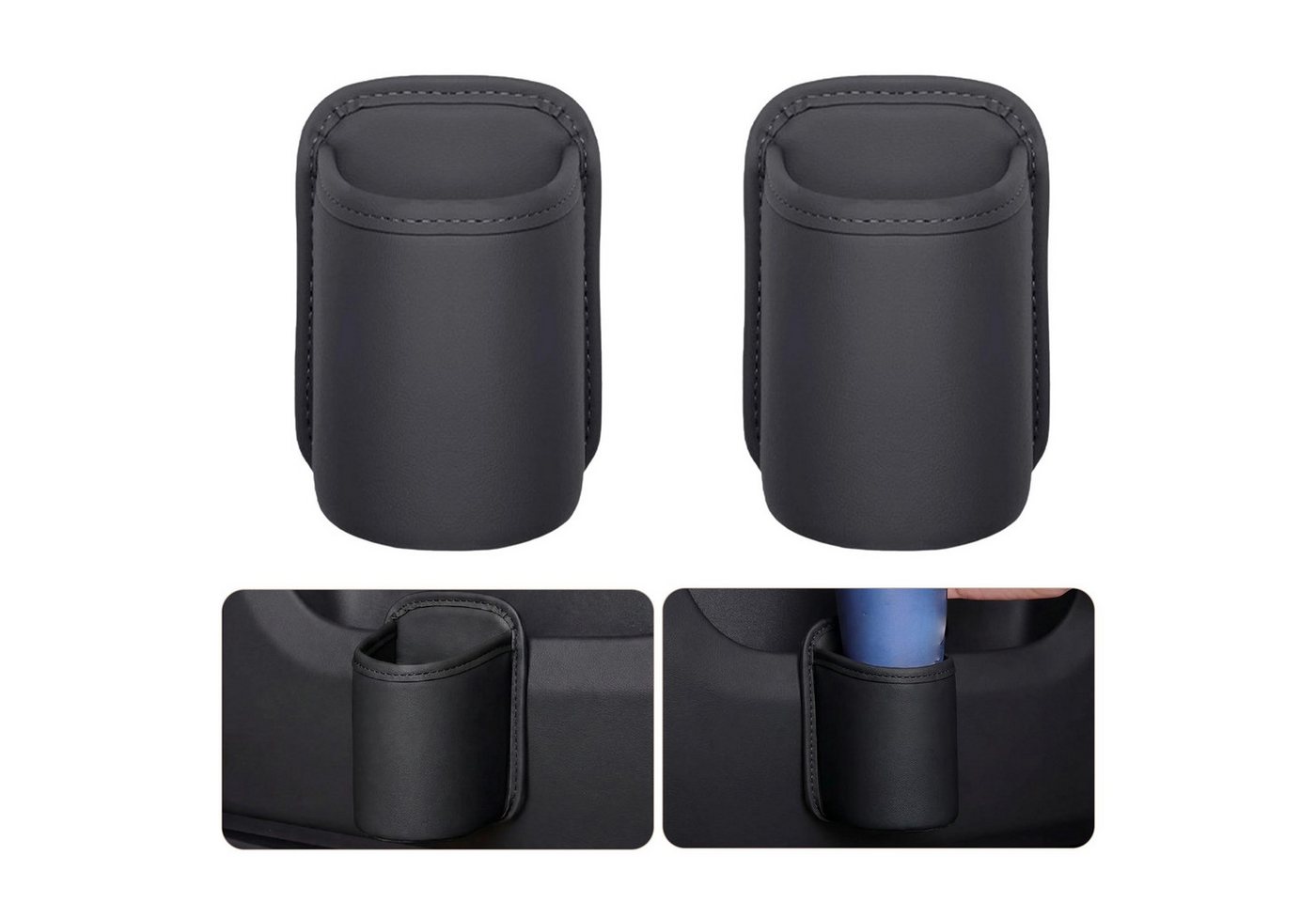 FOUORTUNATE-BEE Becherhalter 2er Set Clip-on Auto Becherhalter aus PU-Leder, (10 cm Durchmesser, 16 cm Tiefe, 2-St., Auslaufsicher, Fleckenbeständig und Langlebig), Kompatibel mit den Meisten Automodellen Bild 4