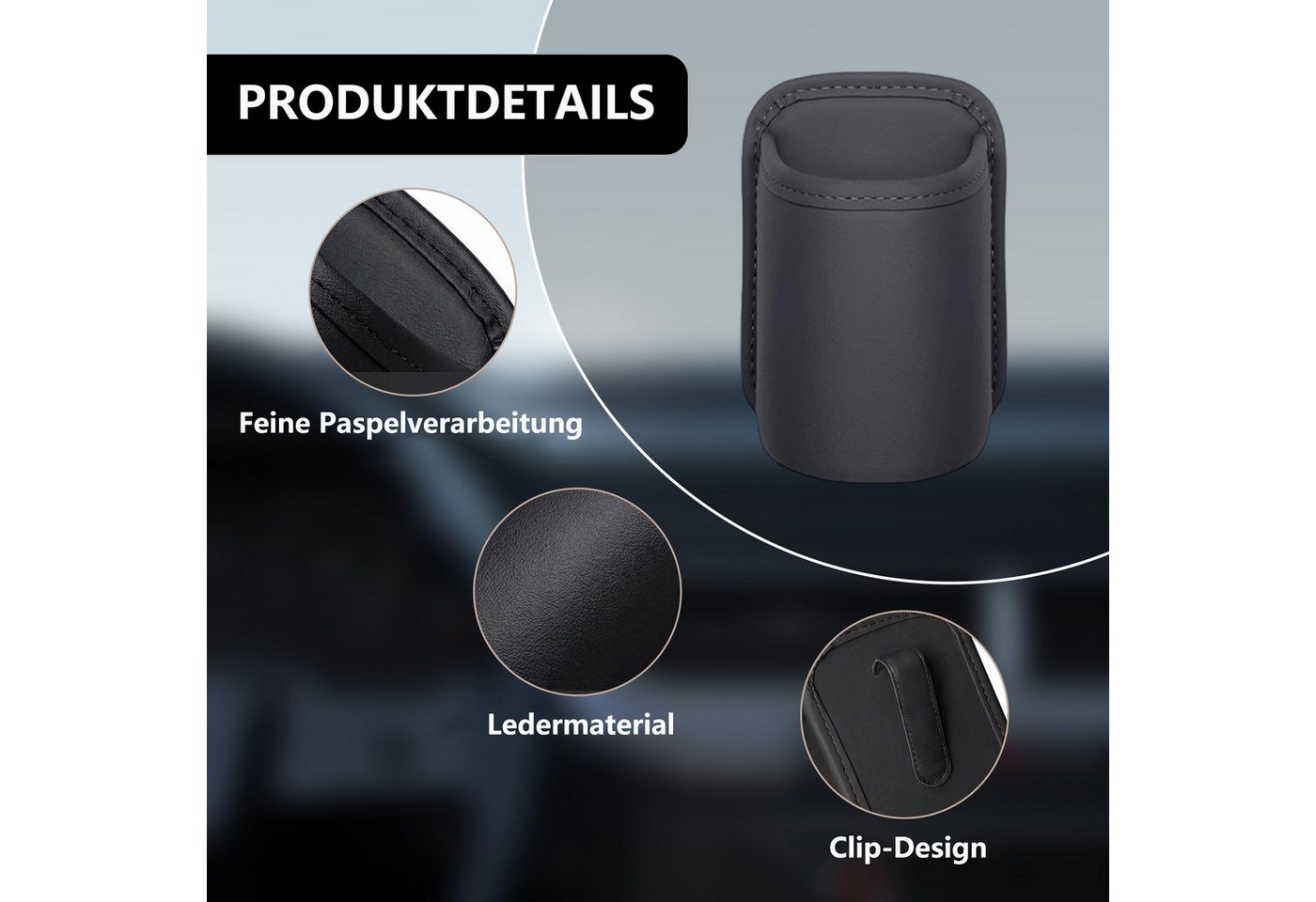 FOUORTUNATE-BEE Becherhalter 2er Set Clip-on Auto Becherhalter aus PU-Leder, (10 cm Durchmesser, 16 cm Tiefe, 2-St., Auslaufsicher, Fleckenbeständig und Langlebig), Kompatibel mit den Meisten Automodellen Bild 5