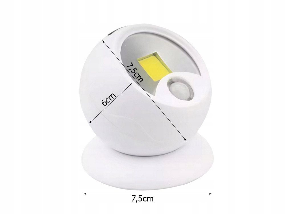 VERK GROUP Bewegungsmelder LED Leuchte 360° Bewegungsmelder Magnetisch Batterie Schranklicht, 360° drehbarer Leuchtenkopf, Bewegungsmelder