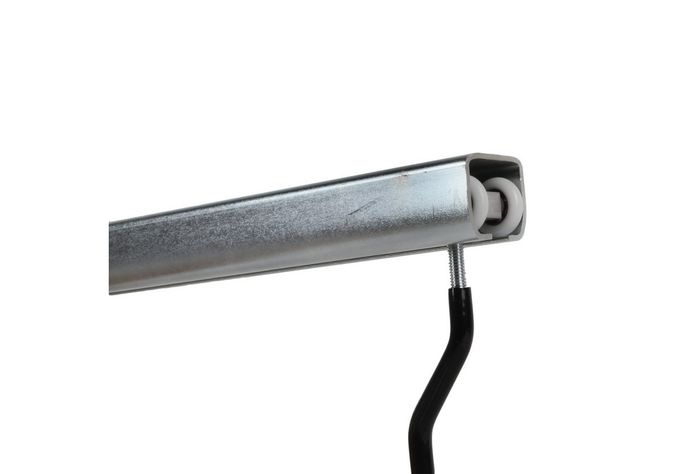 ATTAS Fahrradhalter Aufhängung Schiene, 5 Laufwagen mit Fahrradhaken, Verzinkter Stahl (Set, 1-2M Länge), Fahrradaufhängung