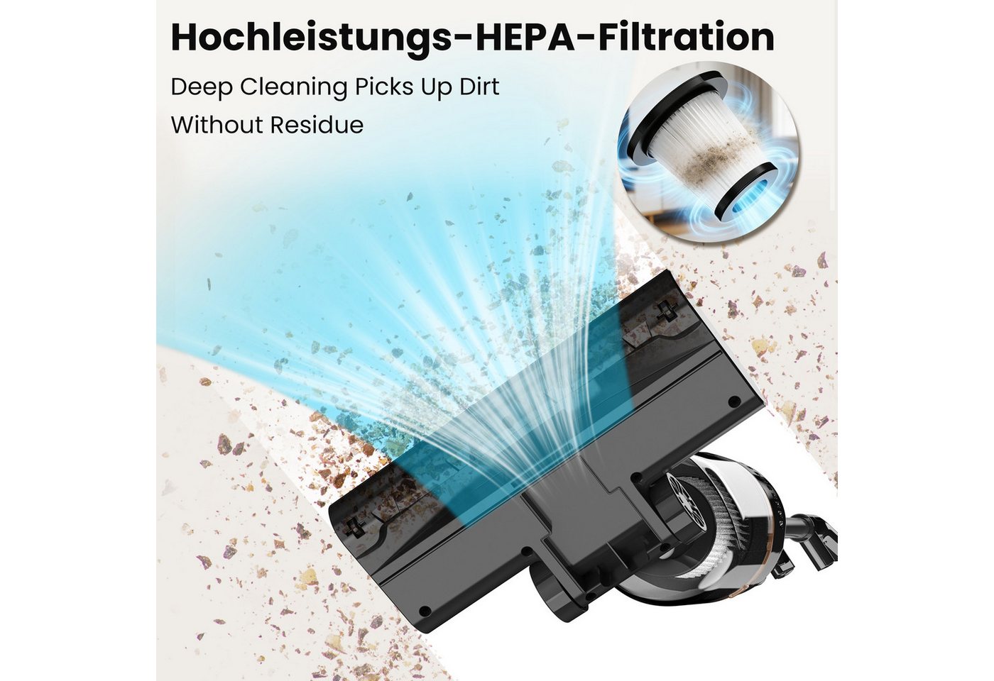 INSE Bodenstaubsauger Kabelgebundener Stabstaubsauger,5 Meter Stromkabel, 600 W, beutellos, Leichtgewicht,kabelgebunden,600W Hochleistungsmotor Bild 4