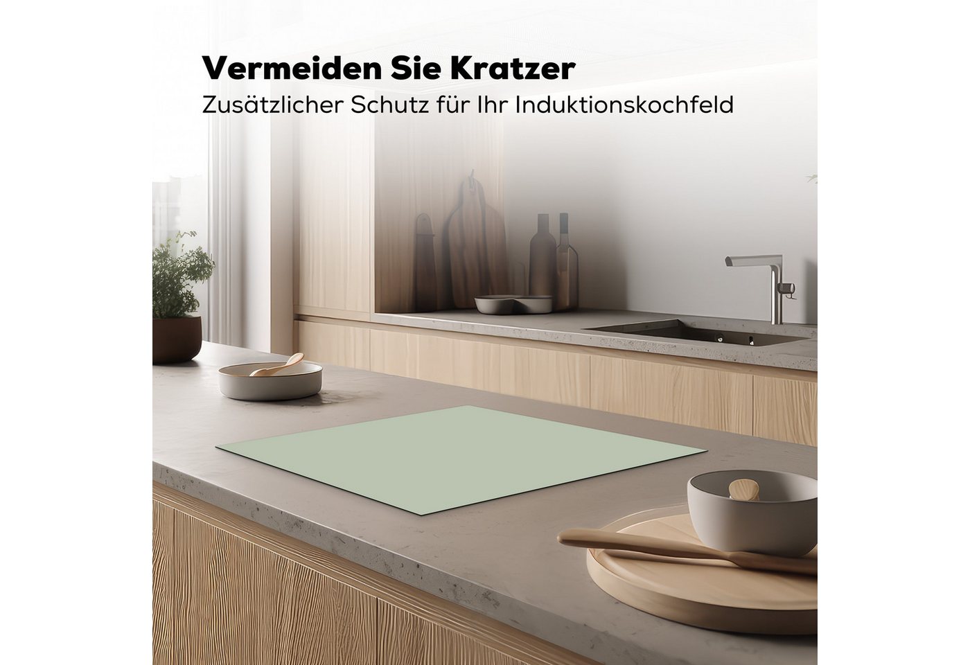 MuchoWow Herd-Abdeckplatte Mintgrün - Unifarben, Vinyl, (1 tlg), Cerankochfeld Abdeckung, Herd Abdeckplatten Vinyl, 58.3x51.3 cm