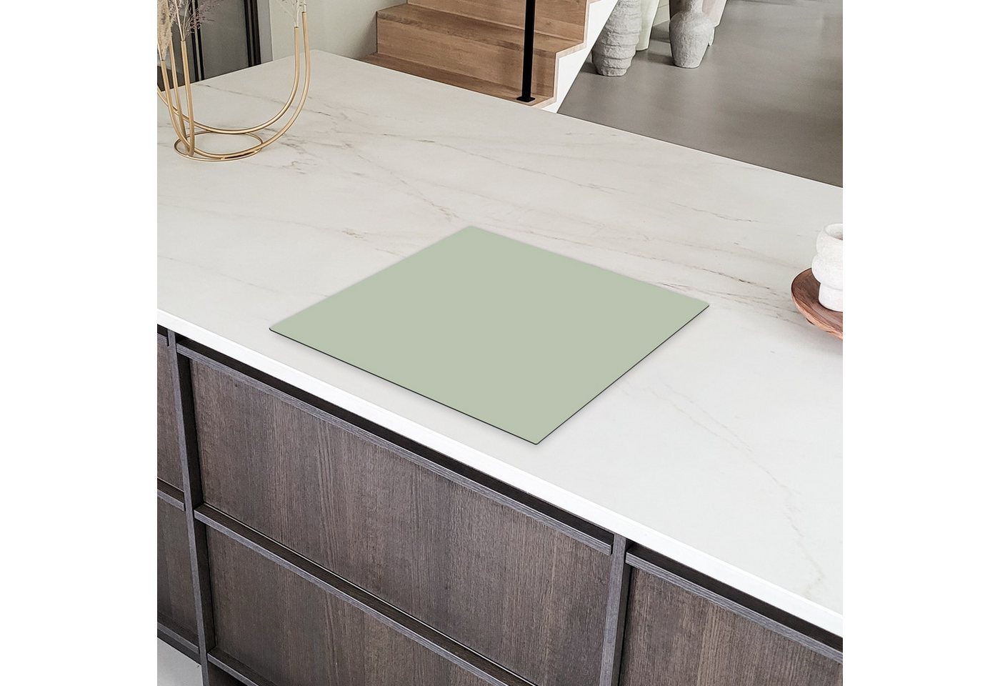 MuchoWow Herd-Abdeckplatte Mintgrün - Unifarben, Vinyl, (1 tlg), Cerankochfeld Abdeckung, Herd Abdeckplatten Vinyl, 58.3x51.3 cm Bild 3