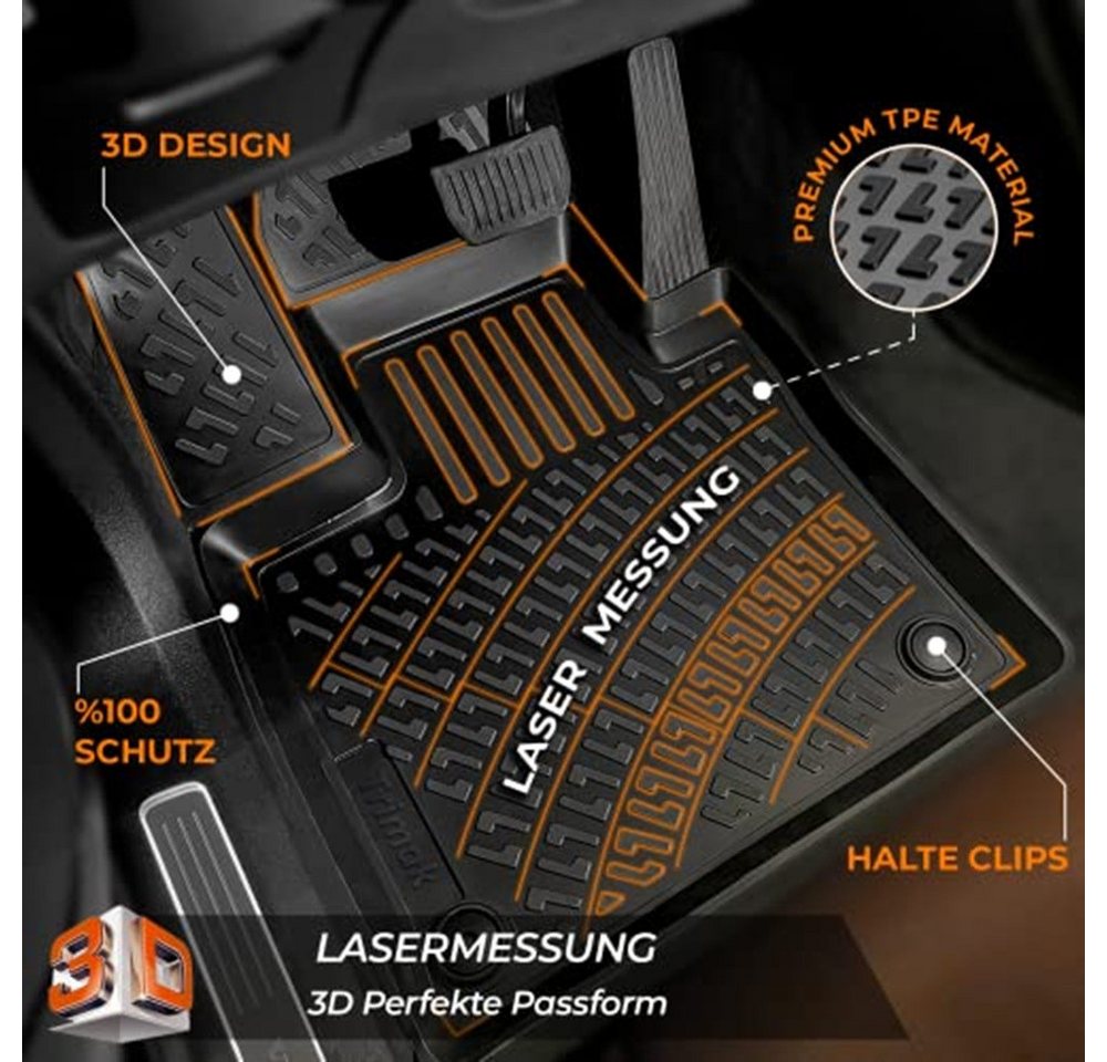 Trimak Passform-Fußmatten Oder Kofferraumwanne Oder Set kompatibel mit Toyota C-HR, Toyota C-HR ab 2024 Gummimatten Auto TPE Allwetter Fussmatten Bild 4
