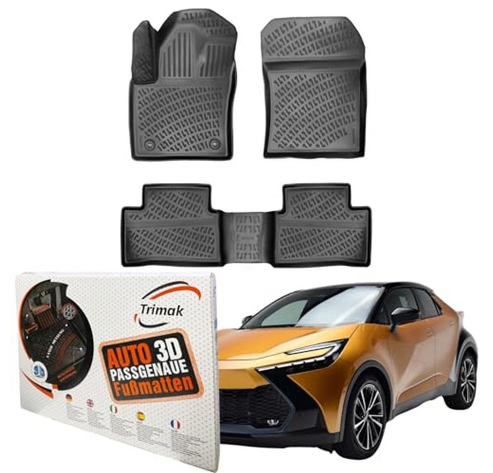 Trimak Passform-Fußmatten Oder Kofferraumwanne Oder Set kompatibel mit Toyota C-HR, Toyota C-HR ab 2024 Gummimatten Auto TPE Allwetter Fussmatten Bild 5