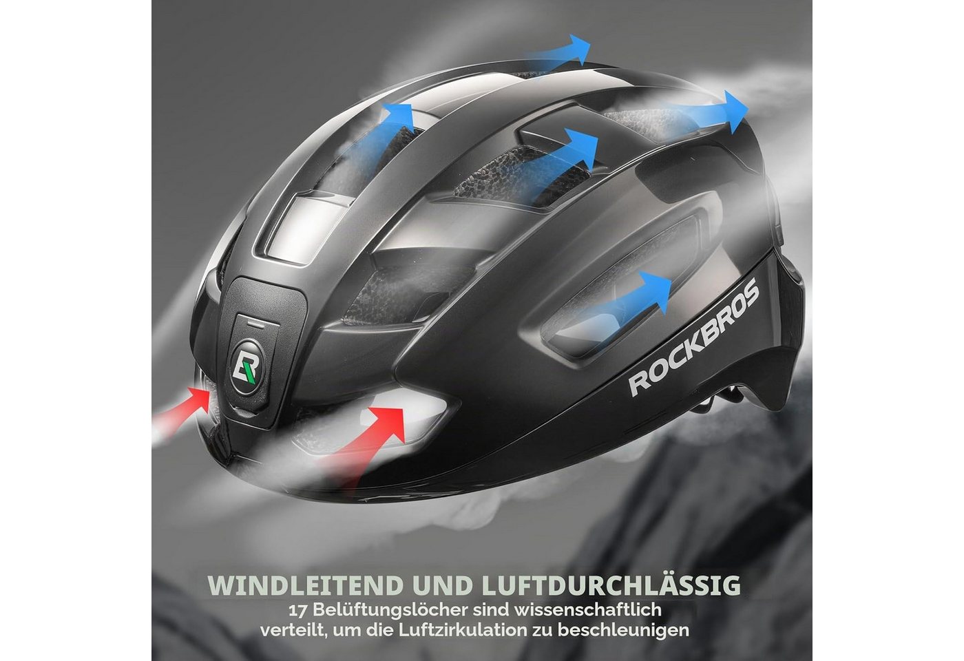 ROCKBROS Fahrradhelm Intelligenter Fahrradhelm mit LED-Licht und Fernbedienung
