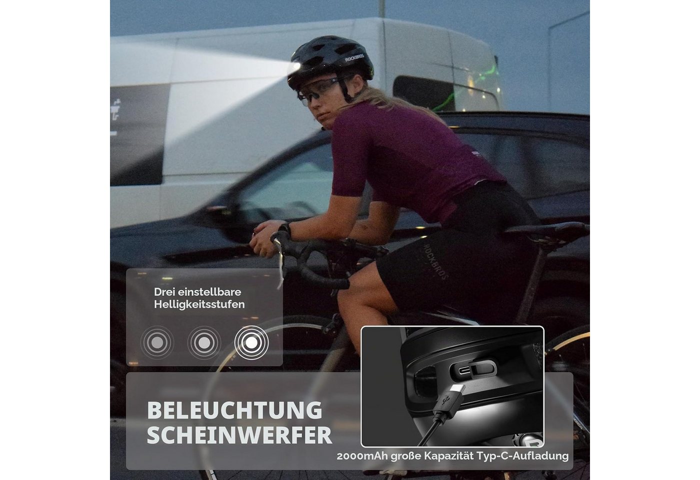 ROCKBROS Fahrradhelm Intelligenter Fahrradhelm mit LED-Licht und Fernbedienung Bild 3