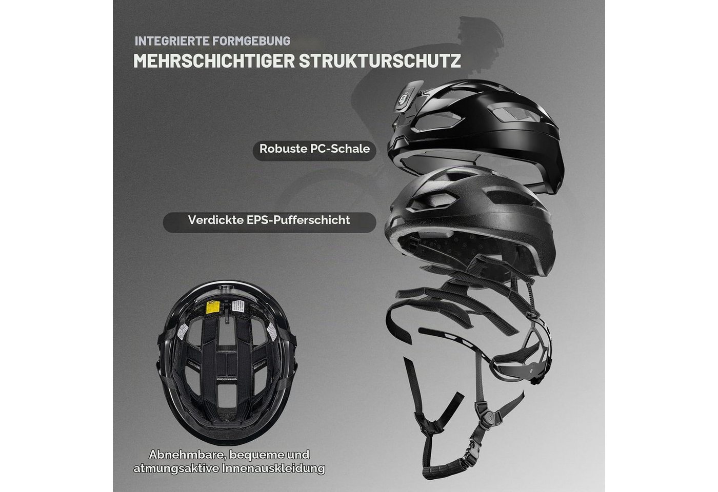 ROCKBROS Fahrradhelm Intelligenter Fahrradhelm mit LED-Licht und Fernbedienung Bild 4