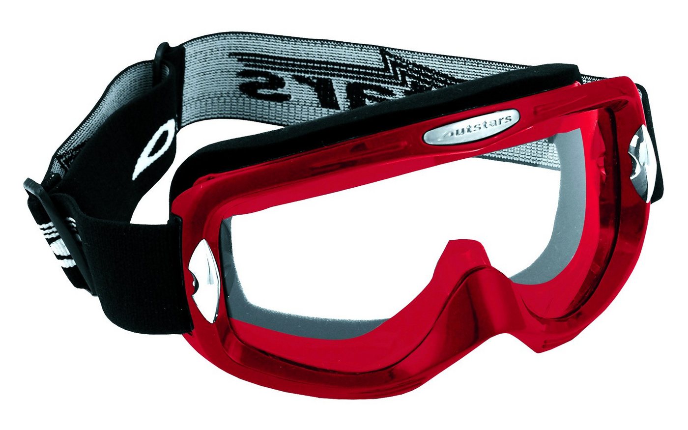 OUTSTARS Motorradbrille RO4063 Crossbrille mit klarer Sichtscheibe und Belüftung, rot, auswechselbare Brillenscheibe