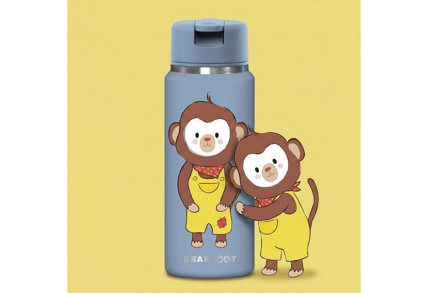 BEARFOOT Trinkflasche TINY Thermo Kinder Trinkflasche Edelstahl - Affe, Thermosflasche, auslaufsicher, Edelstahl, Kinderflasche, BPA-frei Bild 3