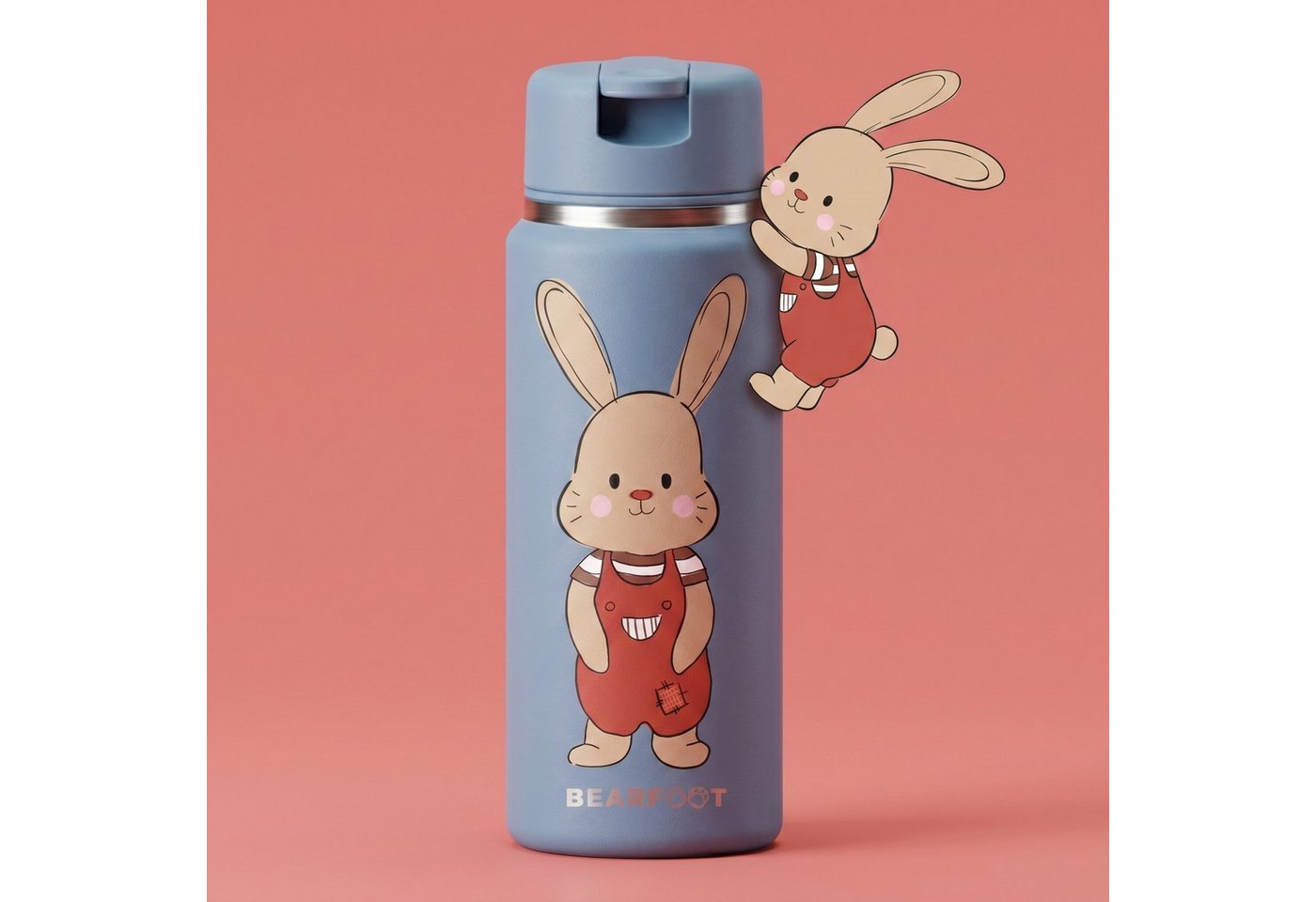 BEARFOOT Trinkflasche TINY Thermo Kinder Trinkflasche Edelstahl - Hase, Thermosflasche, auslaufsicher, Edelstahl, Kinderflasche, BPA-frei