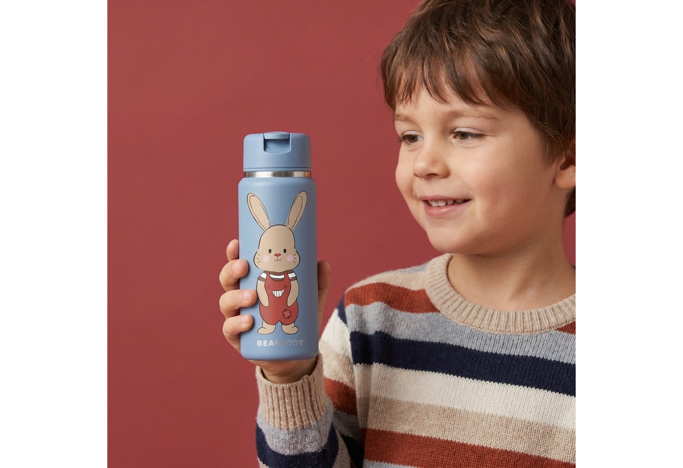 BEARFOOT Trinkflasche TINY Thermo Kinder Trinkflasche Edelstahl - Hase, Thermosflasche, auslaufsicher, Edelstahl, Kinderflasche, BPA-frei Bild 2