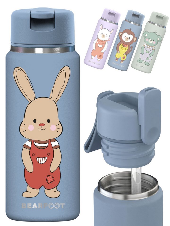 BEARFOOT Trinkflasche TINY Thermo Kinder Trinkflasche Edelstahl - Hase, Thermosflasche, auslaufsicher, Edelstahl, Kinderflasche, BPA-frei Bild 4