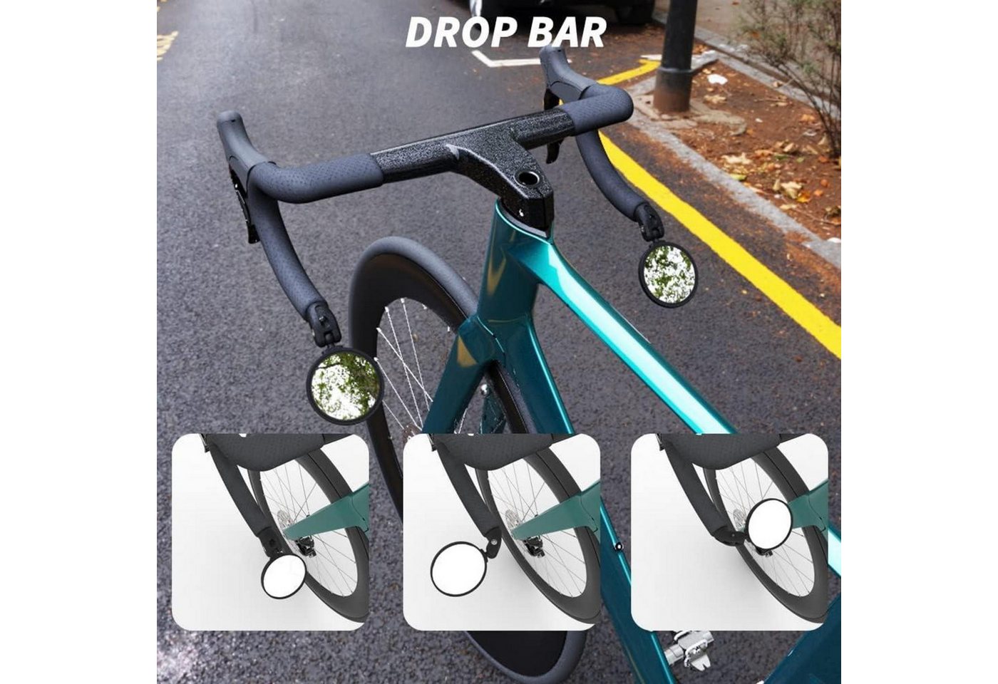 LuxusKollektion Fahrradspiegel Fahrradspiegel HD-Glas konvexe Linse 2 Stück Bruchsicher Schwarz